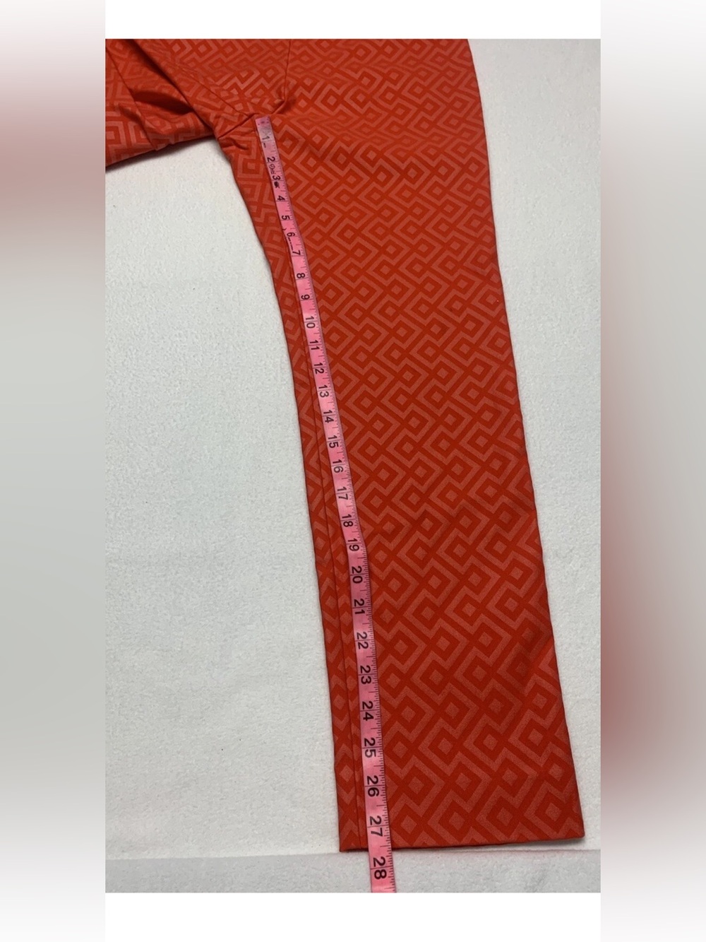 Krazy Larry size 8 orange red geometric print pull on pants- stretch - Picture 6 of 7